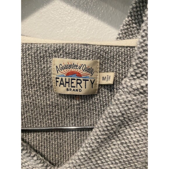Faherty Gray V-Neck Sweater - Picture 2 of 5